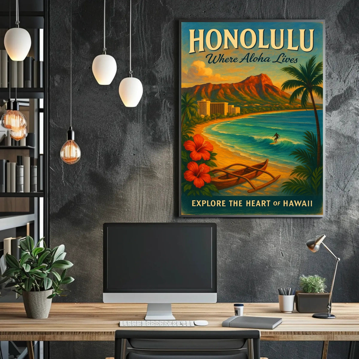 Honolulu Paradise Vintage Poster Tropical Adventure Art