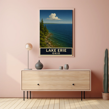 Lake Erie Ohio Rocky Shoreline Scenic Nature Poster