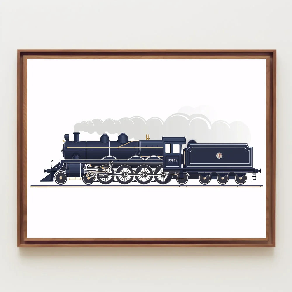 Vintage Steam Locomotive Poster: Classic Rail Elegance