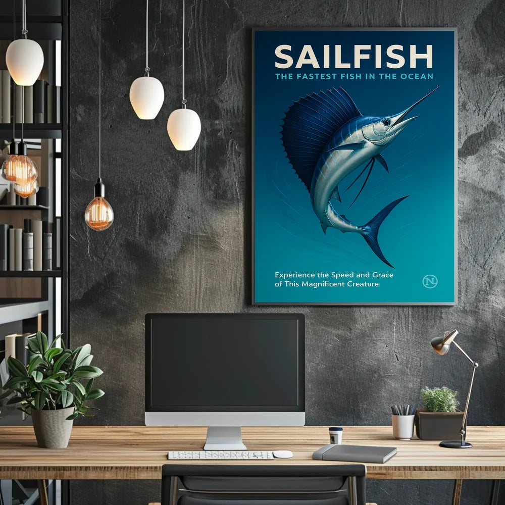 Sailfish Speed and Grace Photorealistic Animal Poster PosterGoat
