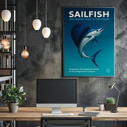 Sailfish Speed and Grace Photorealistic Animal Poster PosterGoat