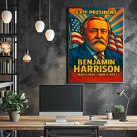 Benjamin Harrison 23rd President of the United States Colorful Comic Book Style Poster
