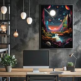 Cosmic Dreamscape: Vibrant Futuristic Sci-Fi Poster