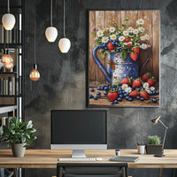 Floral Still Life In Weathered Metal Watering Can Poster
