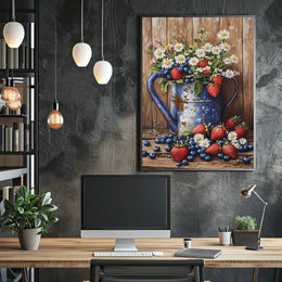 Floral Still Life In Weathered Metal Watering Can Poster