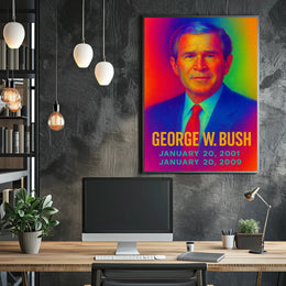 George W. Bush 43rd President of the United States Neon Gradient Overlay Poster