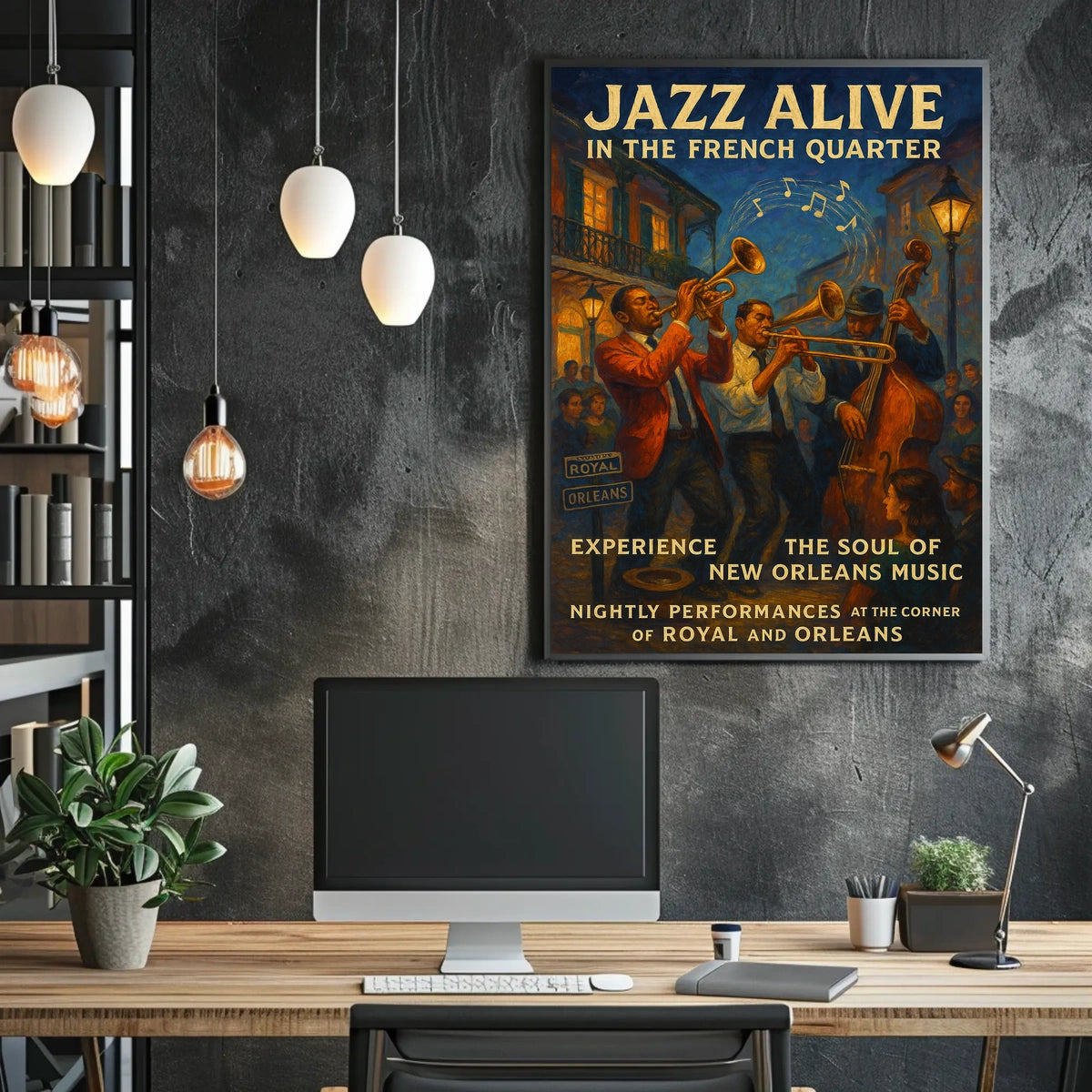 Live Jazz Performances Music New Orleans French Quarter Poster