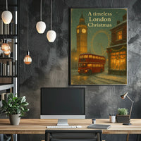 London Christmas Timeless Vintage Cityscape Travel Lovers Holiday Decor Museum Quality Poster
