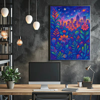 Colorful Cityscape Night Sky: Urban or Cityscape Poster