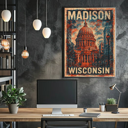 Madison Capitol Vintage Travel Poster
