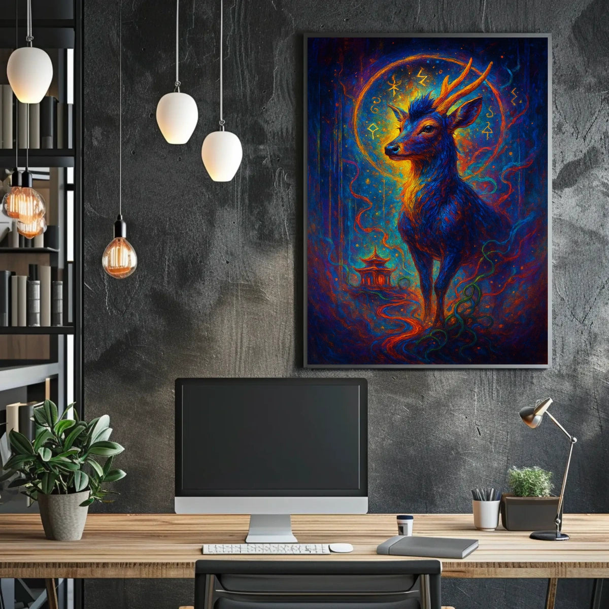 Mystical Deer in Enchanted Forest Poster