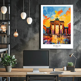 Berlin Brandenburg Gate Vibrant Urban Cityscape Abstract Artistic Poster PosterGoat