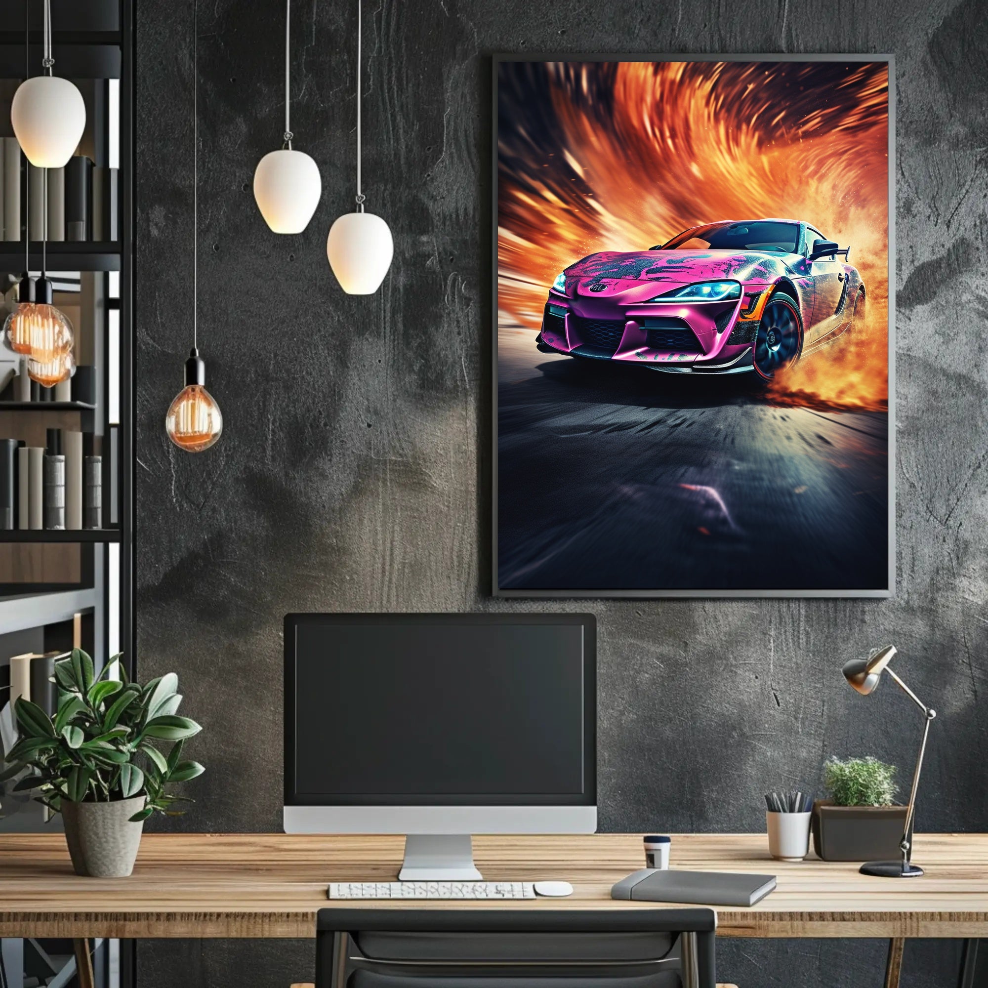 Modern Sports Travel Poster Featuring Dynamic Vehicles