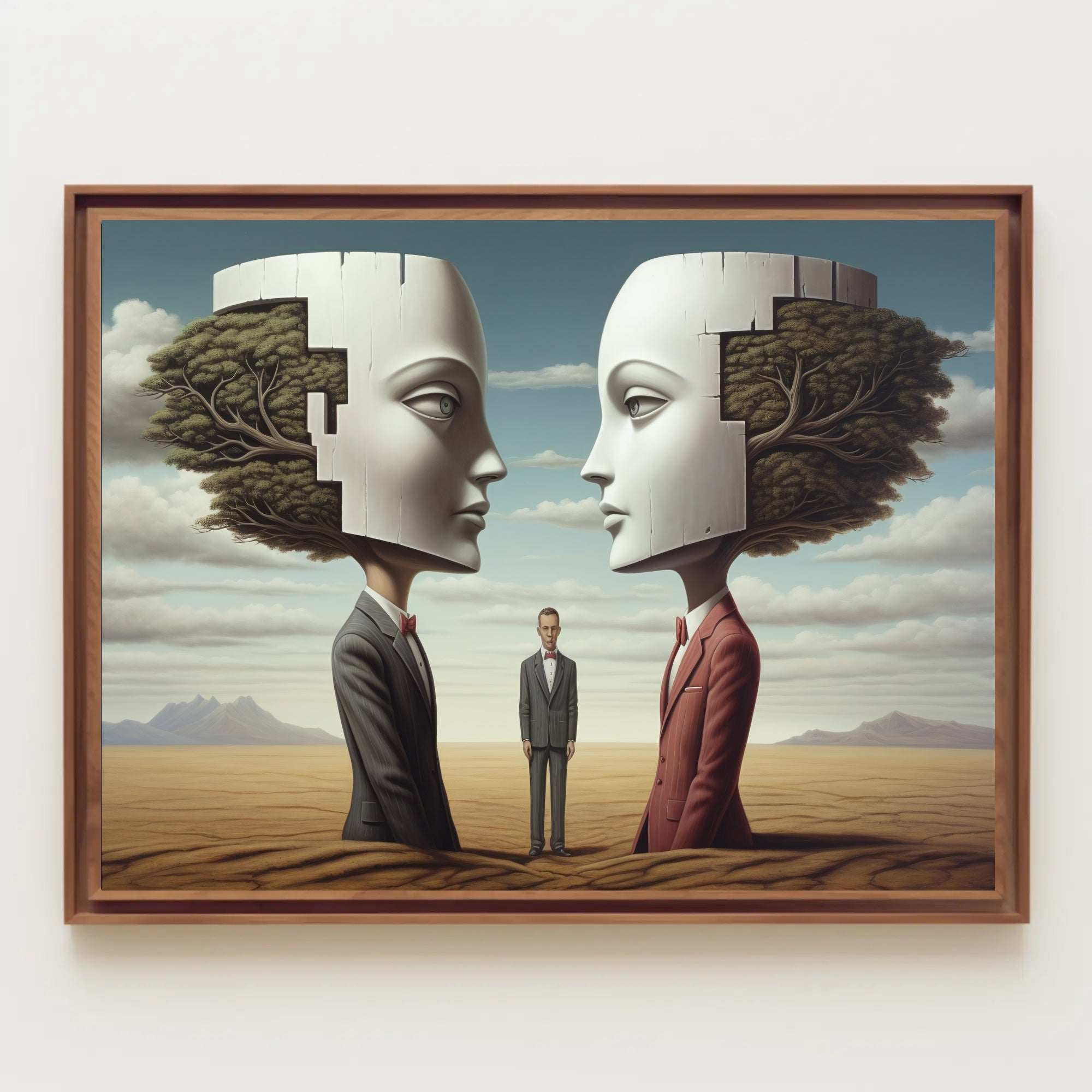 Surreal Puzzle-Head Landscape in Artistic Poster