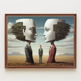 Surreal Puzzle-Head Landscape in Artistic Poster