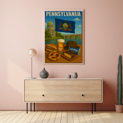 Pennsylvania Pretzel TastyKake Capitol Sandwich Travel Poster