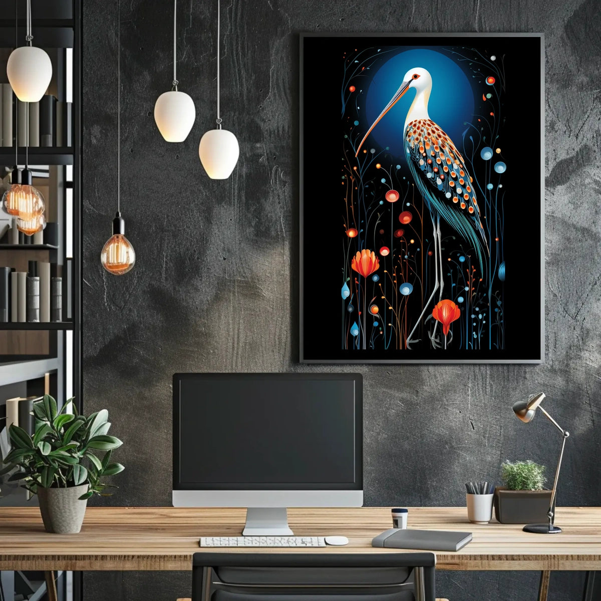 Artistic Bird with Vibrant Feathers Abstract or Artistic Poster