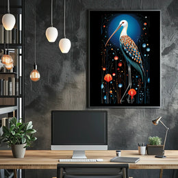 Artistic Bird with Vibrant Feathers Abstract or Artistic Poster