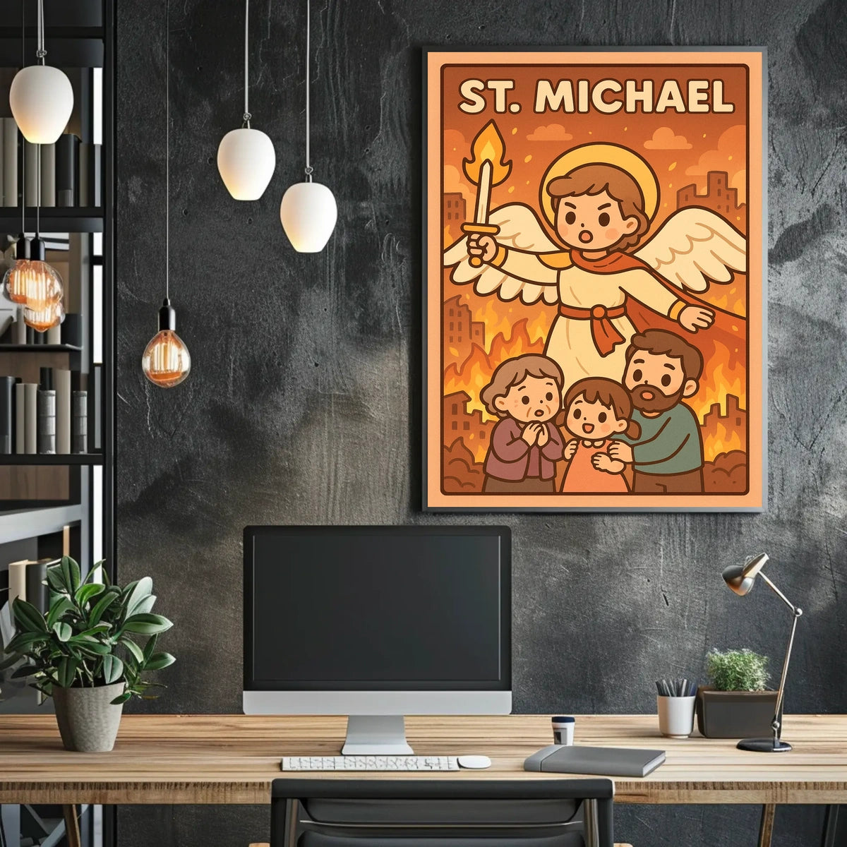 St. Michael Protector In Flames Poster