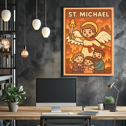St. Michael Protector In Flames Poster
