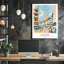 Nairobi Cityscape Illustration Poster PosterGoat