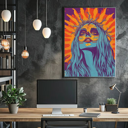Day of the Dead Woman Psychedelic Bold Vibrant Poster