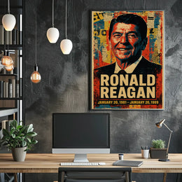 Ronald Reagan 40th President of the United States Street Art Mashup Poster