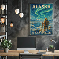 Alaska Adventure Northern Lights Travel Poster