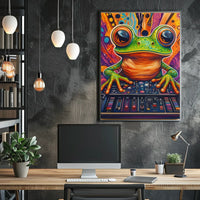 Whimsical Frog DJ Art Print: Abstract, Artistic, or Pop Culture Poster