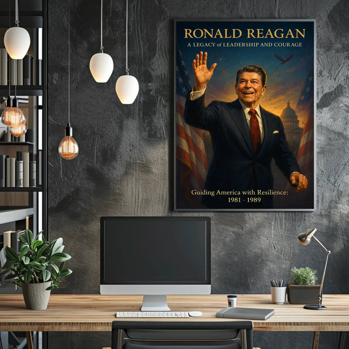 Ronald Reagan Vintage Patriotic Leadership Poster Art