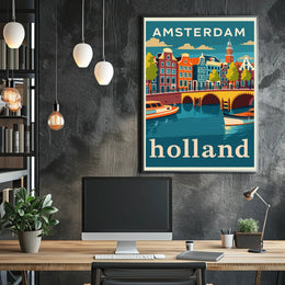 Amsterdam Holland Travel Poster