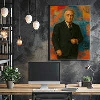Roosevelt Portrait on Abstract Background: Historical or Presidential Poster