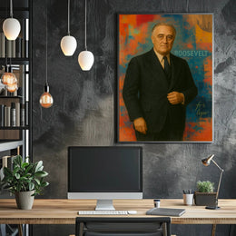 Roosevelt Portrait on Abstract Background: Historical or Presidential Poster