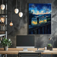 Duck With Starry Hood Among Sunflowers And Mason Jars Poster