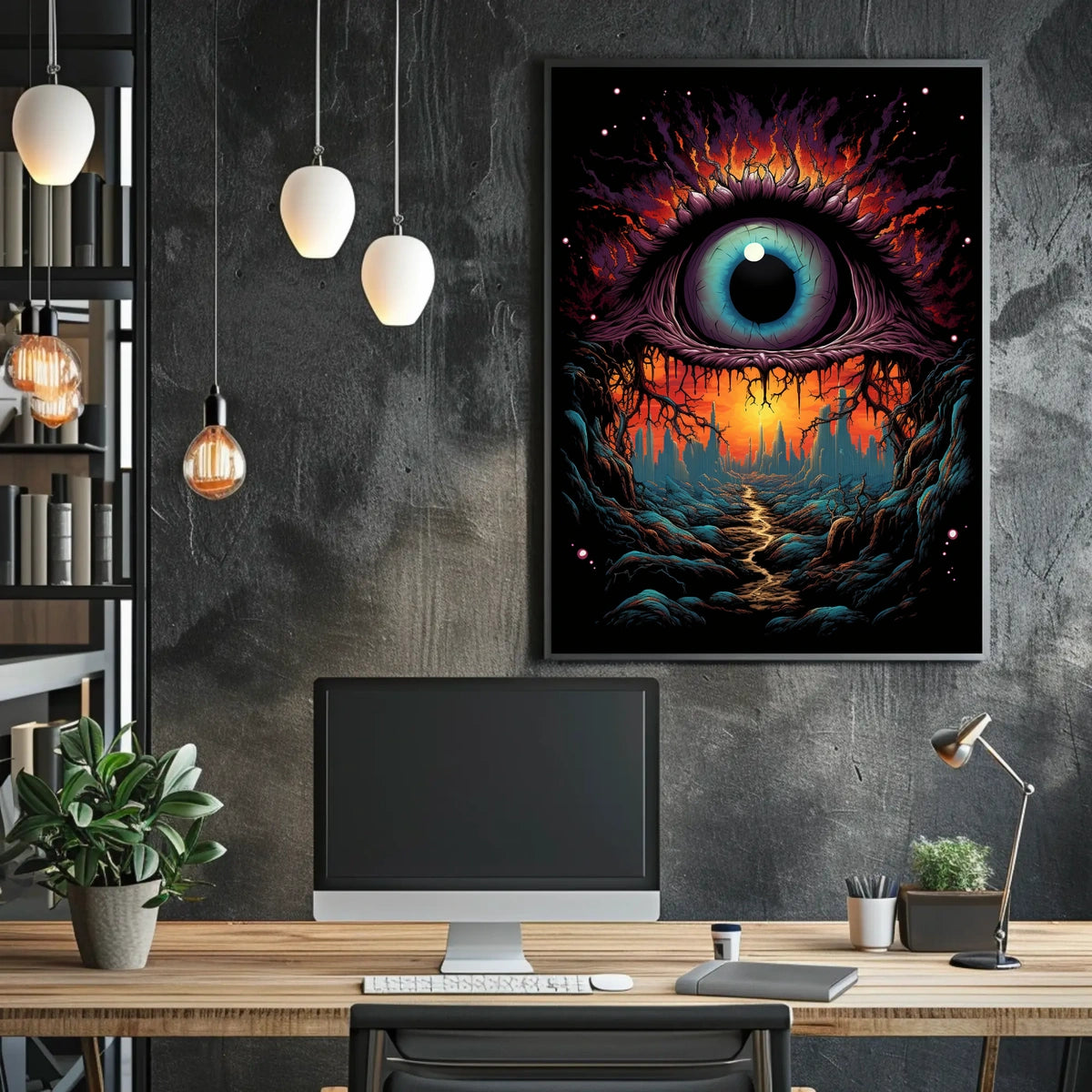 Surreal Eye Fantasy Poster: Mystical Landscape Art