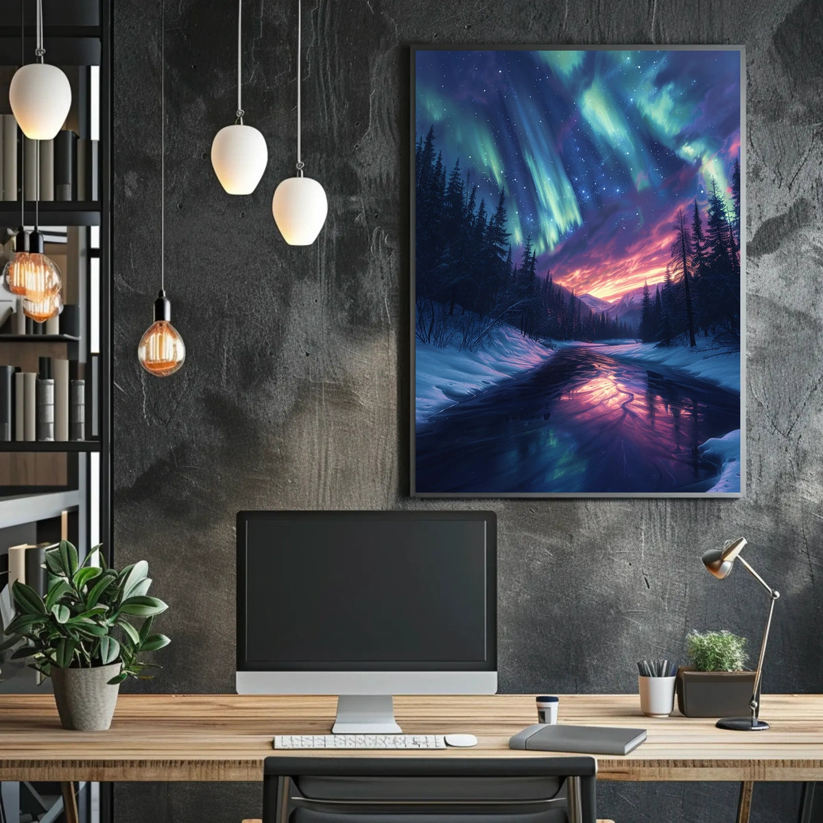 Aurora Over A Winter Landscape Poster