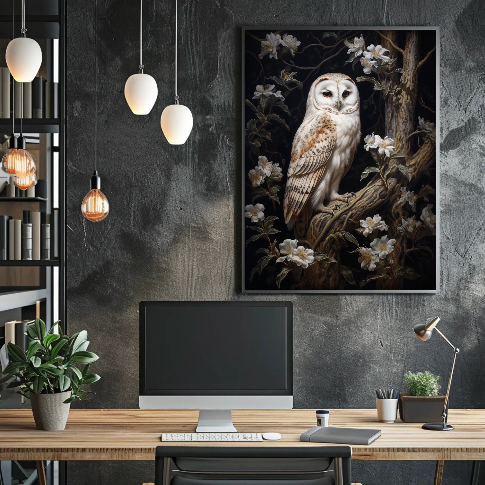 Owl Among Blossoms Poster PosterGoat