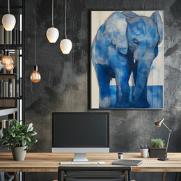 Blue Elephant Modern Poster Wall Art Print