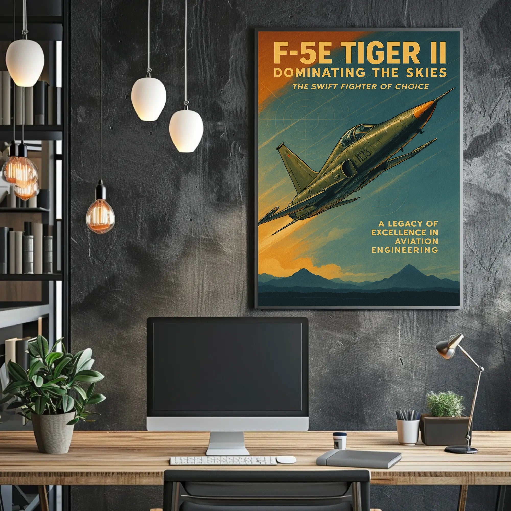 F-5E Tiger II Fighter Jet Vintage Military Recruitment Poster