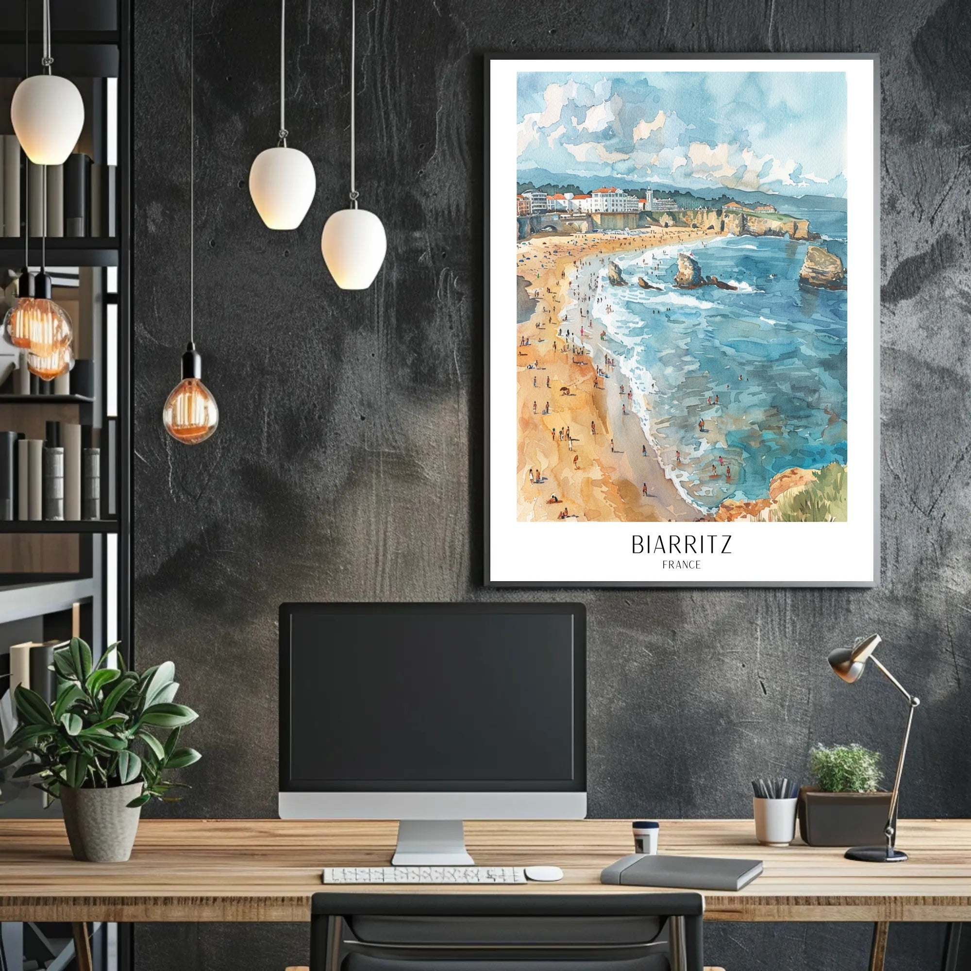 Biarritz Beach Serenity: Vintage Travel Poster PosterGoat