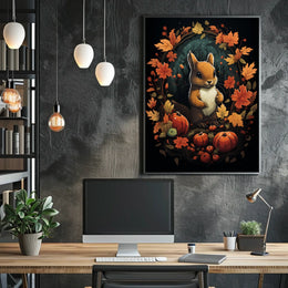 Autumn Squirrel Harvest Festive Wall Art Poster