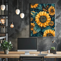 Vibrant Sunflower Botanical Art Print - Abstract or Artistic Poster