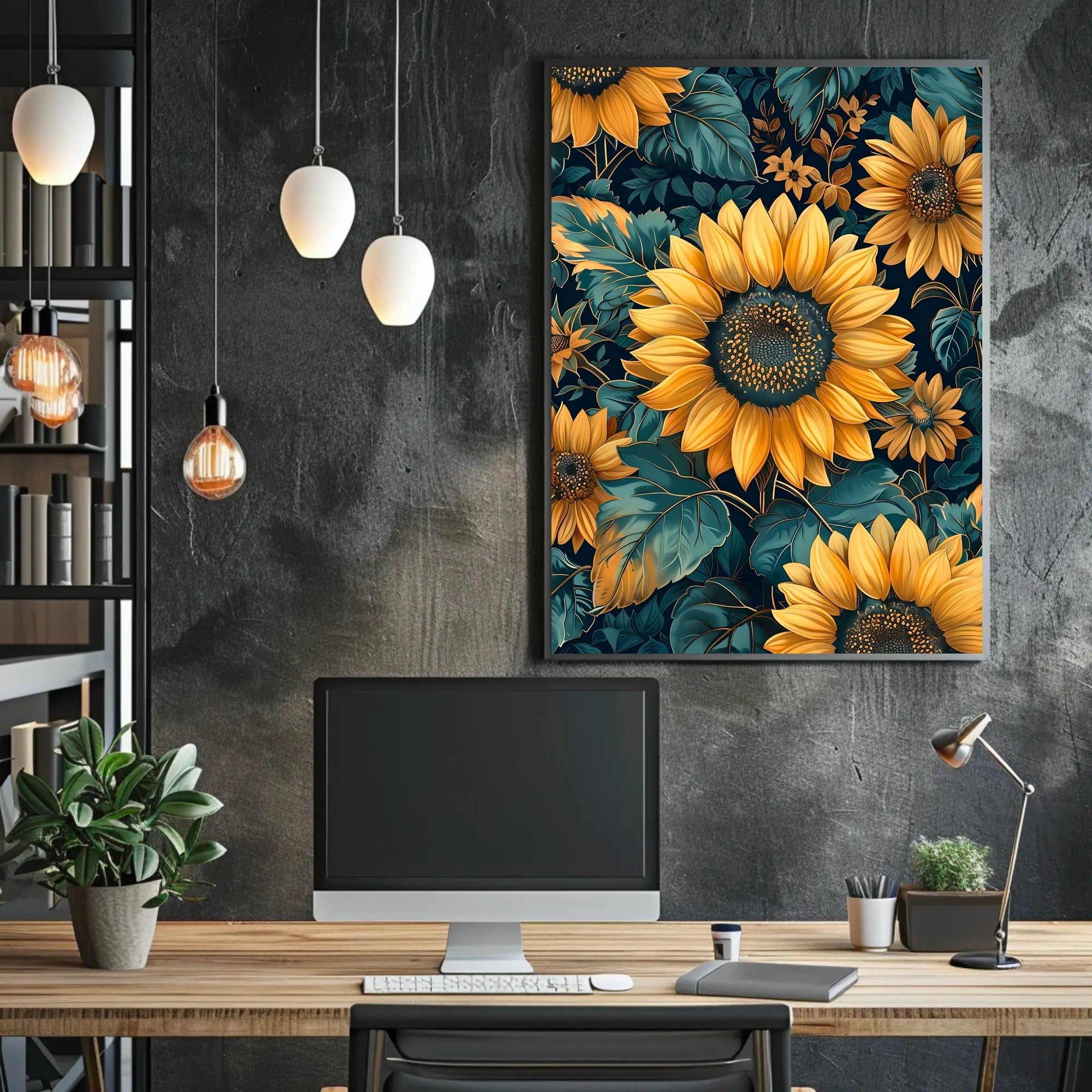 Vibrant Sunflower Botanical Art Print - Abstract or Artistic Poster