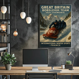 Great Britain Bobsleigh Team 1924 Poster
