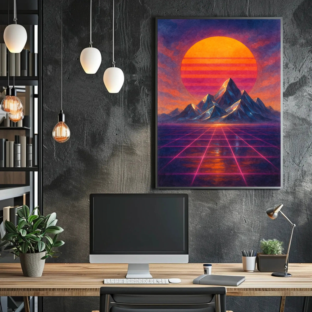 Retro-Futuristic Surreal Landscape Art Poster - Futuristic Sci-Fi Poster