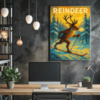 Reindeer On Skis Poster