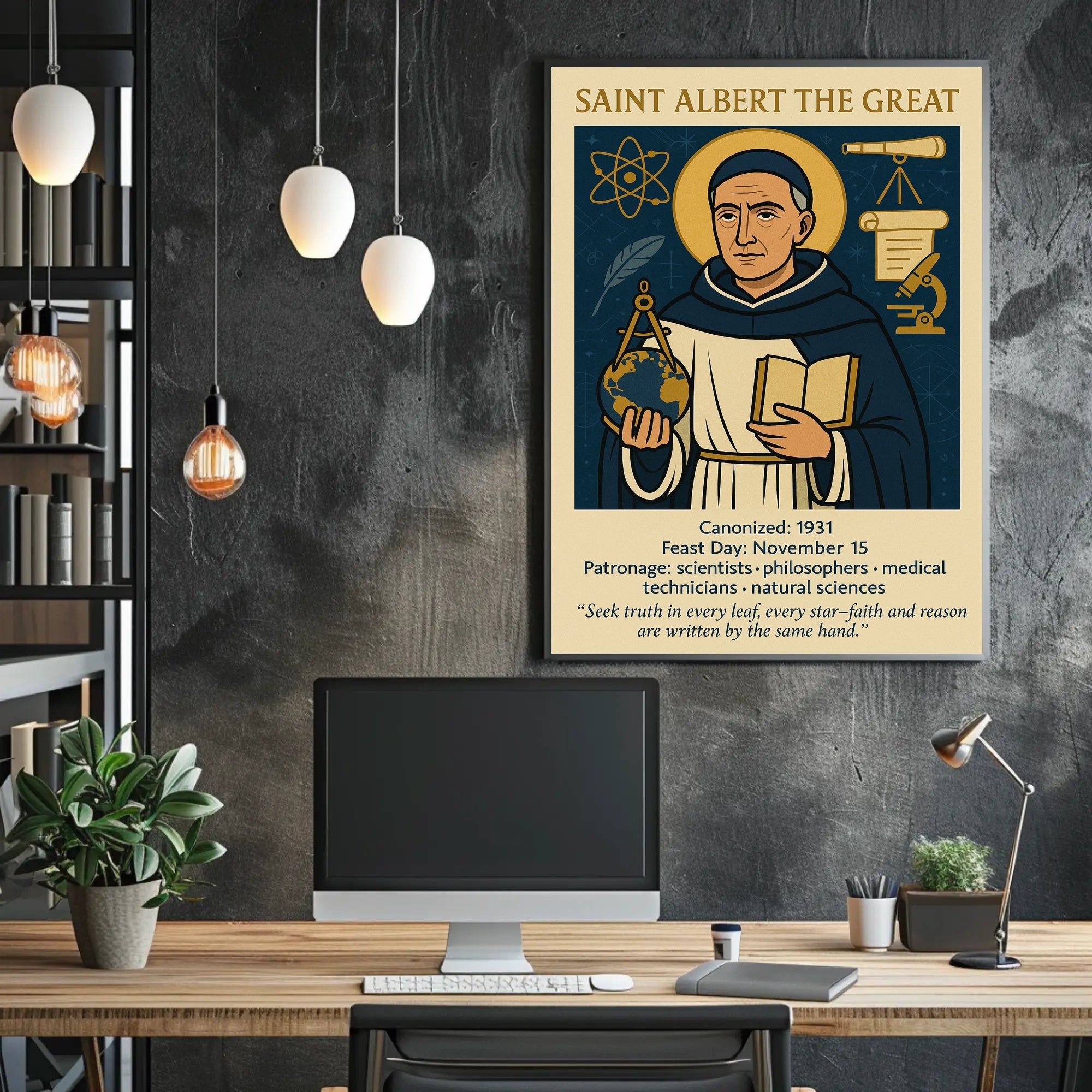Saint Albert Wisdom Vintage Educational or Infographic Poster