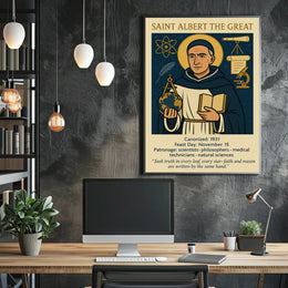 Saint Albert Wisdom Vintage Educational or Infographic Poster