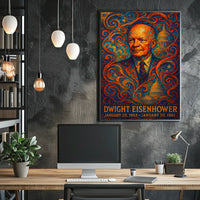 Dwight Eisenhower WWII Era Art Deco Patriotic Poster
