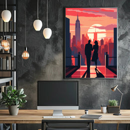 Sunset Silhouettes In The City Poster